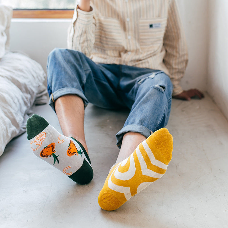 summer Trendy happy Socks men Cotton Boat Man Socks Interest Funny Originality Series harajuku ankle sock Animal fruit