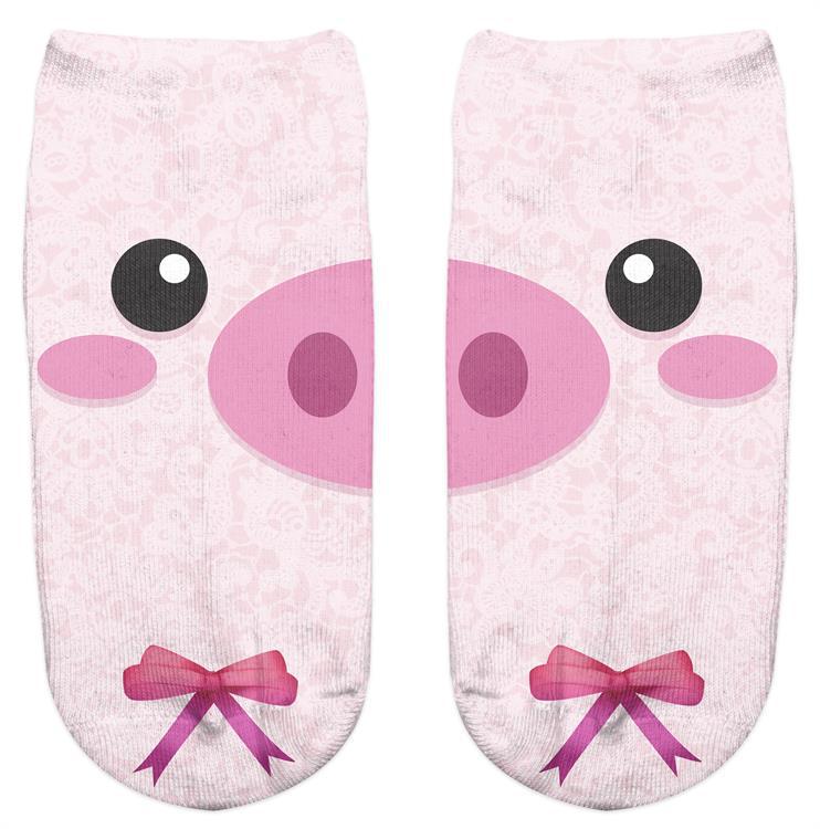 Thin 3D Digital Animal Printed Women's Socks Shallow Socks Adult Invisible Socks