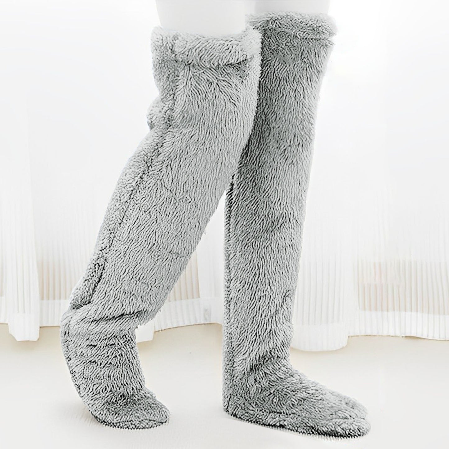 Indoor Plush Warmth Long Socks Cute Fuzzy Socks Over Knee Winter Leg Warmers Plush Sock Slippers Cozy Stocking