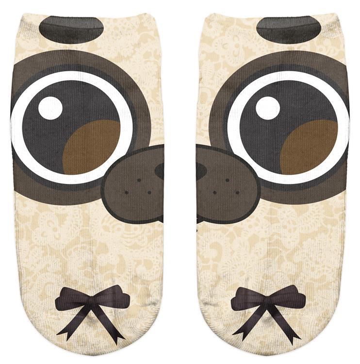 Thin 3D Digital Animal Printed Women's Socks Shallow Socks Adult Invisible Socks