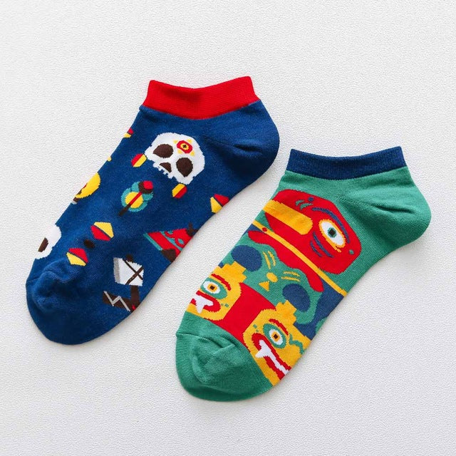 summer Trendy happy Socks men Cotton Boat Man Socks Interest Funny Originality Series harajuku ankle sock Animal fruit