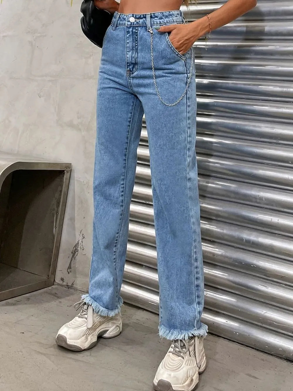 Cowboy pants women's fashion simple and easy to wear slim fit slim and slightly flared