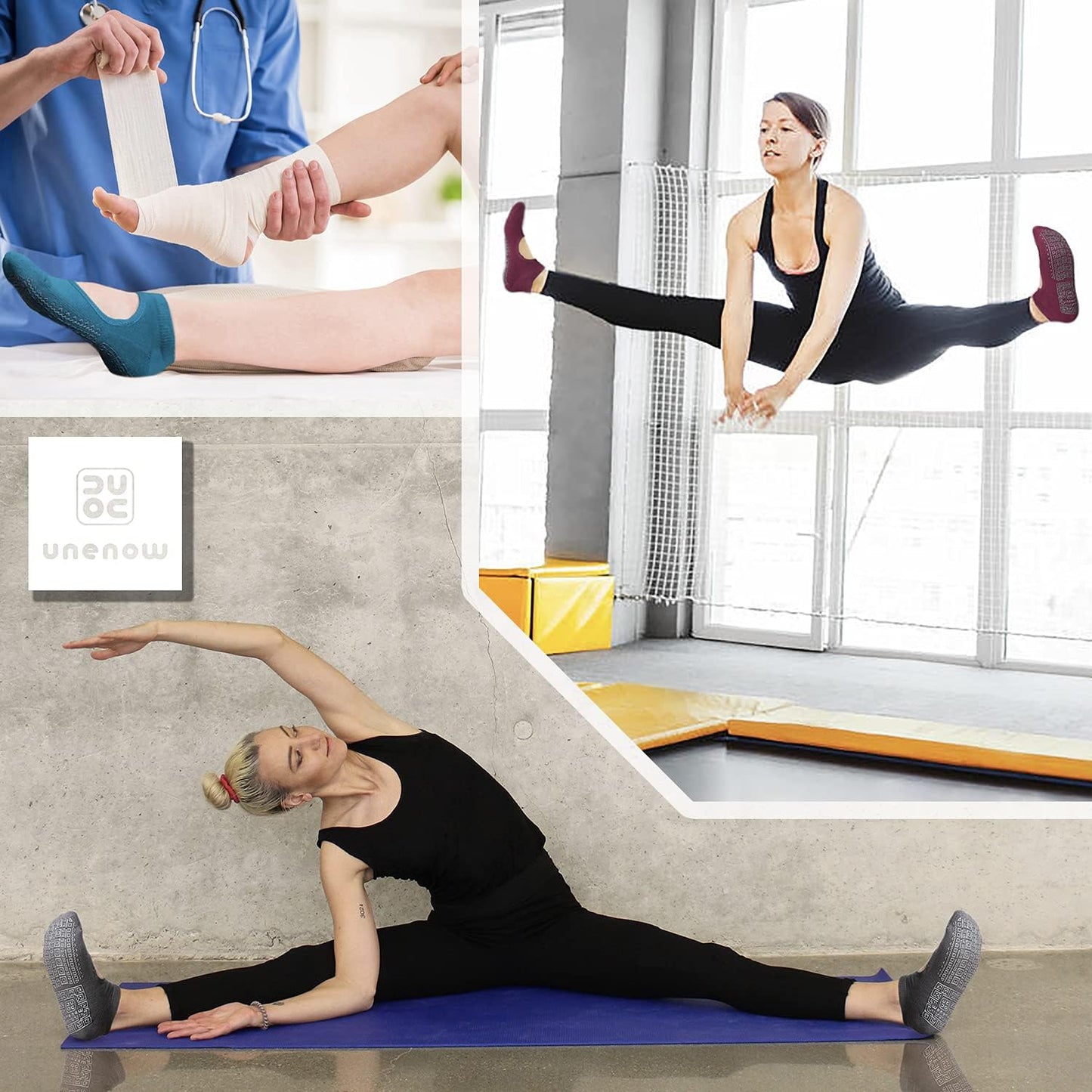 Non Slip Grip Yoga Socks for Women with Cushion for Pilates, Barre, Home