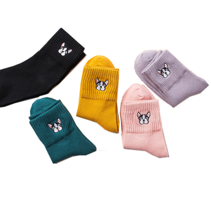 Cotton Sock Harajuku artoon Dog Embroidery Cute Socks