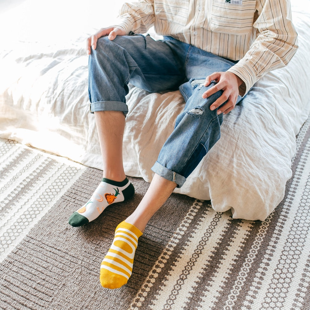 summer Trendy happy Socks men Cotton Boat Man Socks Interest Funny Originality Series harajuku ankle sock Animal fruit