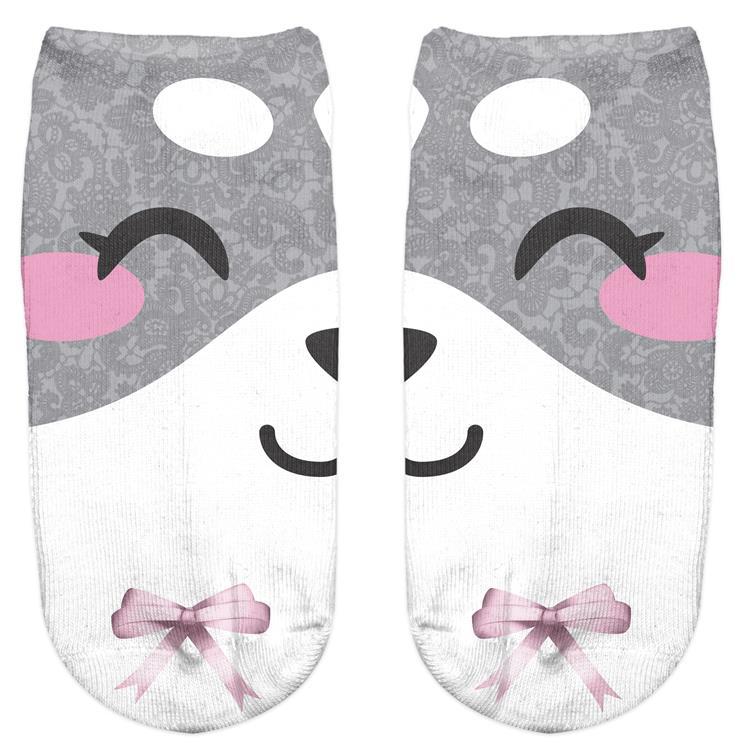 Thin 3D Digital Animal Printed Women's Socks Shallow Socks Adult Invisible Socks