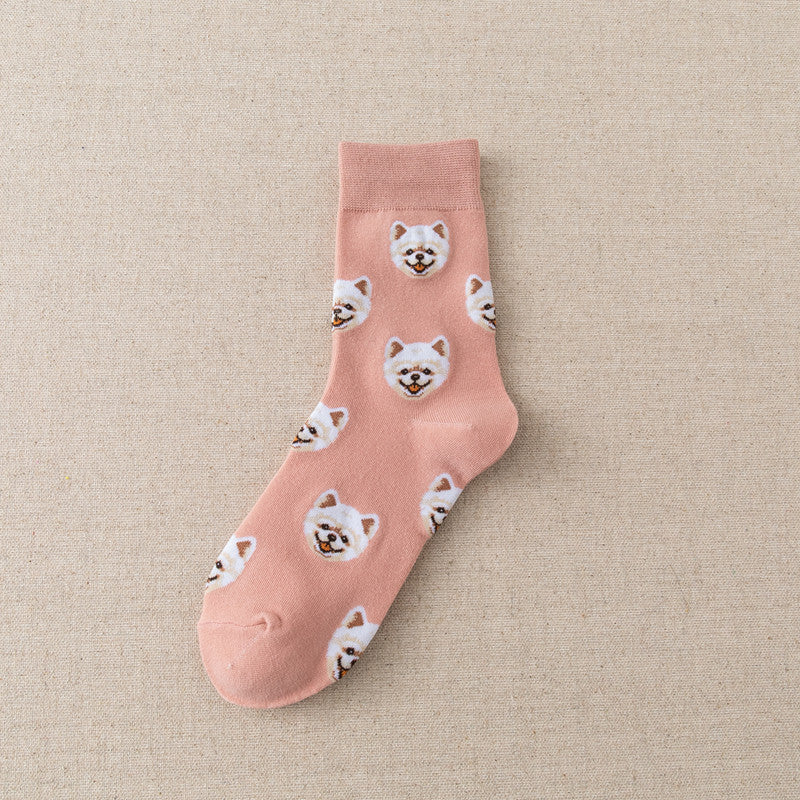 New Cute Cartoon Middle Tube Socks Creative Female Sokken Shiba Inu Dalmatian Malzis socks