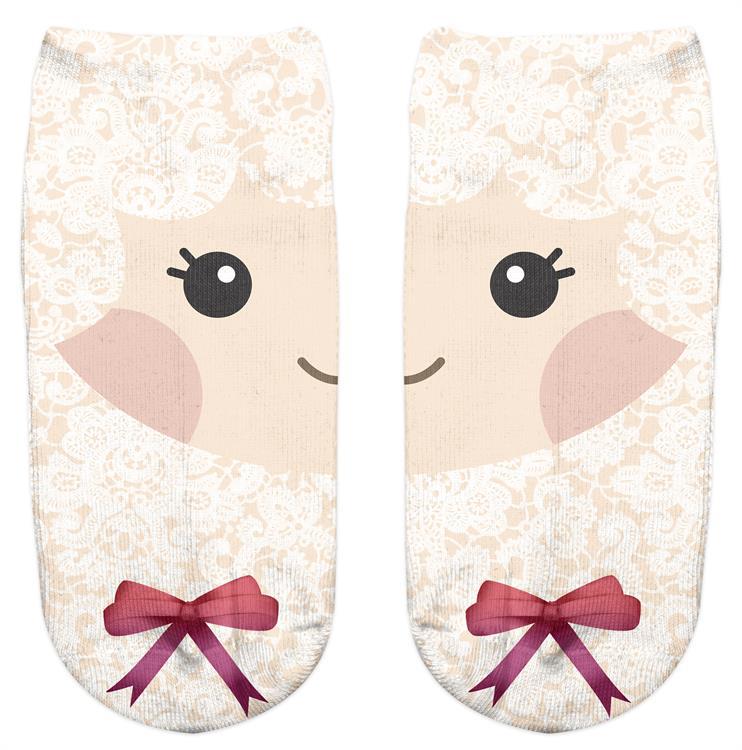 Thin 3D Digital Animal Printed Women's Socks Shallow Socks Adult Invisible Socks