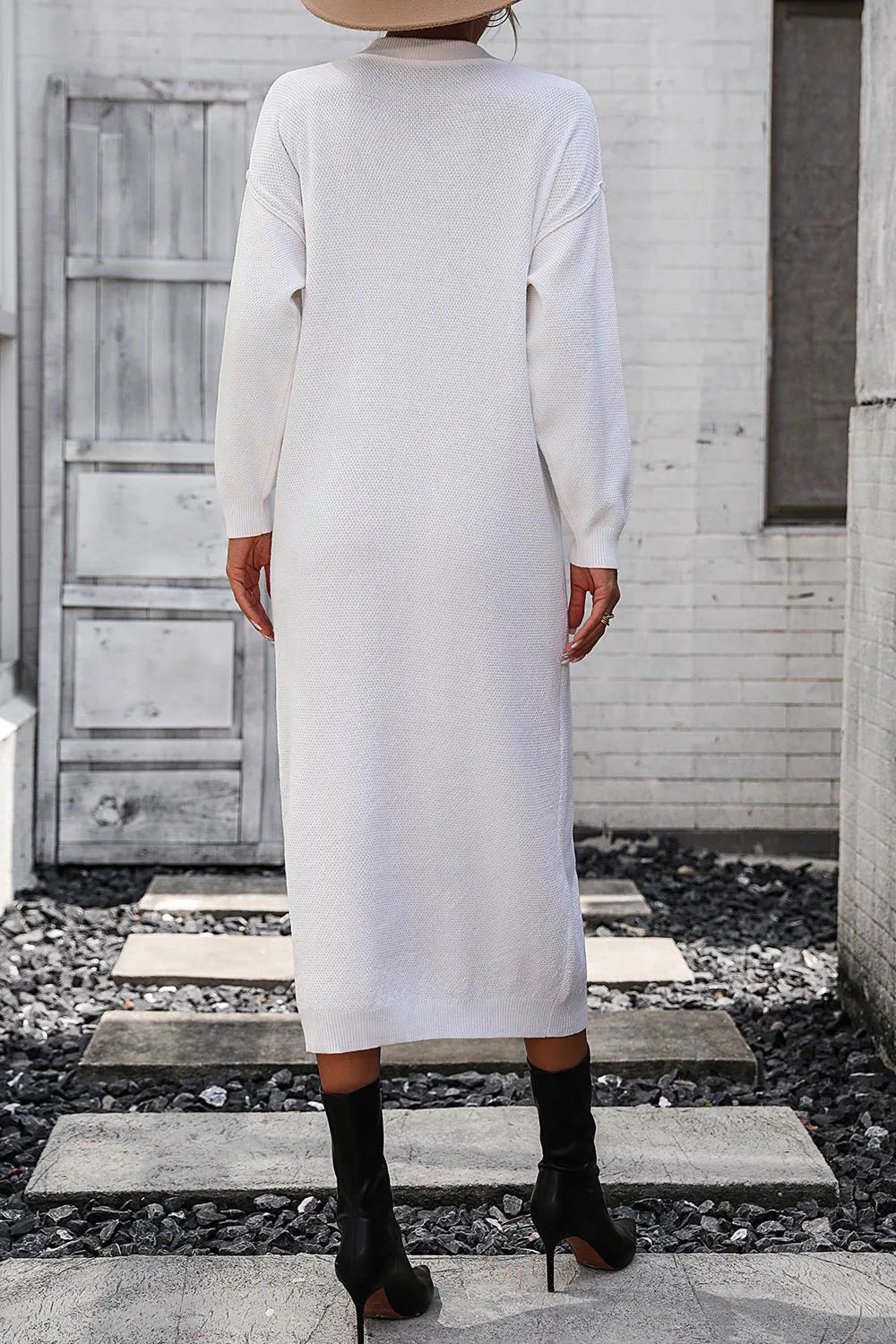 Button knit sweater dress fashionable temperament commuting women's sweater women