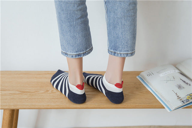 Women 3D Ear socks Red Heart Pattern With big eyes Cute Campus Simple Basic Fresh Female Sokken Happy Socks Sweet girls