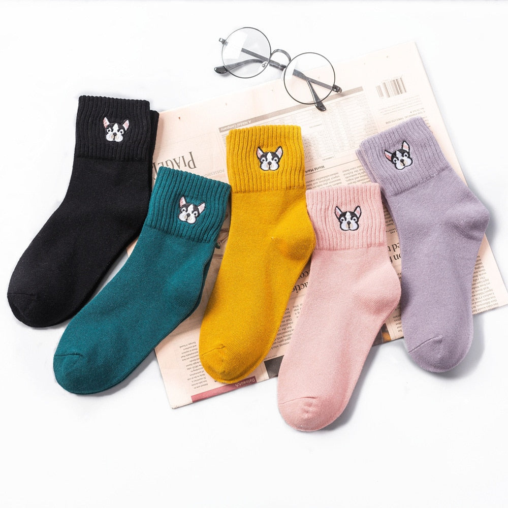 Cotton Sock Harajuku artoon Dog Embroidery Cute Socks
