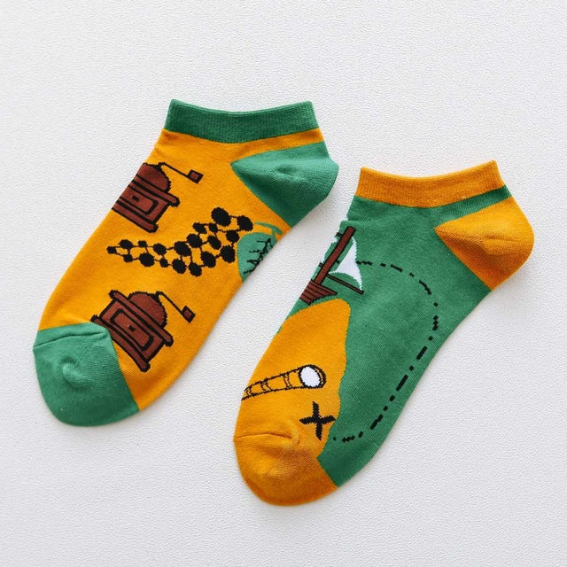 summer Trendy happy Socks men Cotton Boat Man Socks Interest Funny Originality Series harajuku ankle sock Animal fruit
