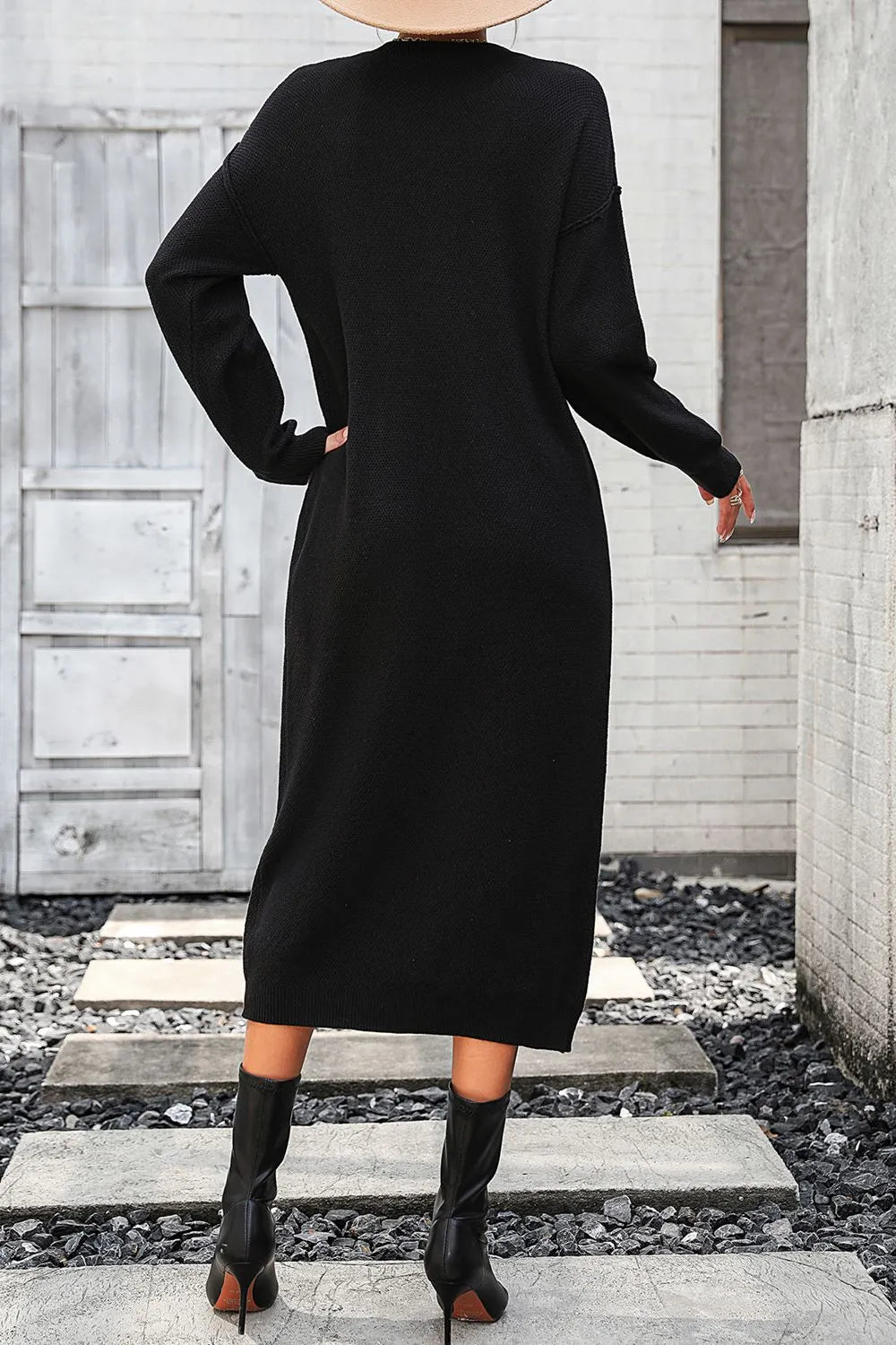 Button knit sweater dress fashionable temperament commuting women's sweater women