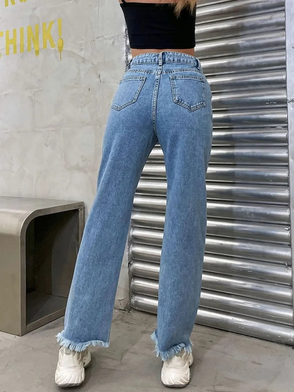 Cowboy pants women's fashion simple and easy to wear slim fit slim and slightly flared