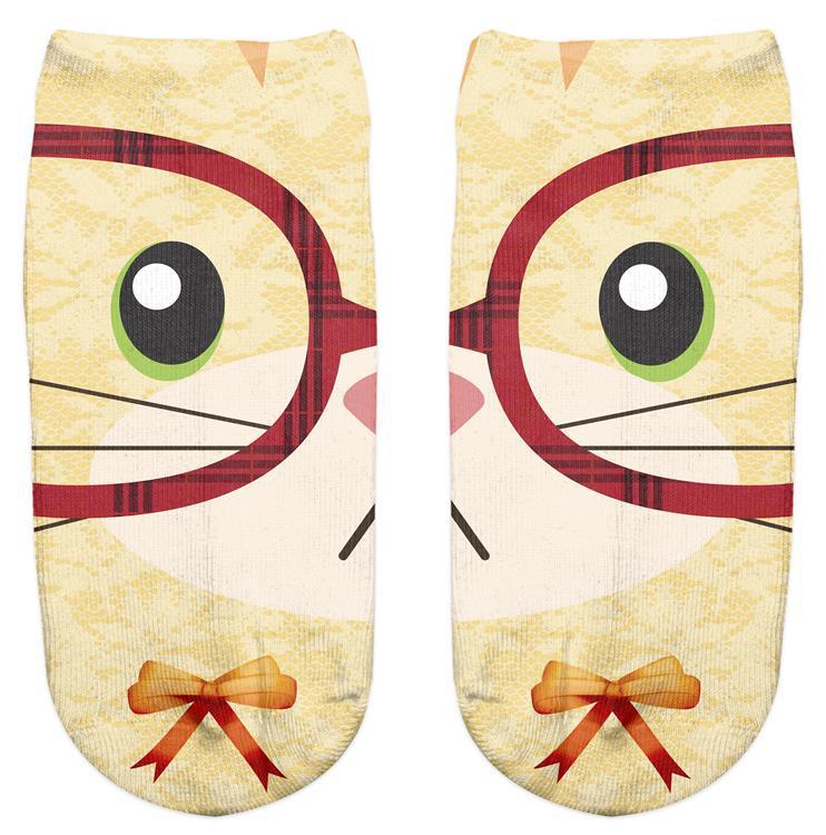 Thin 3D Digital Animal Printed Women's Socks Shallow Socks Adult Invisible Socks