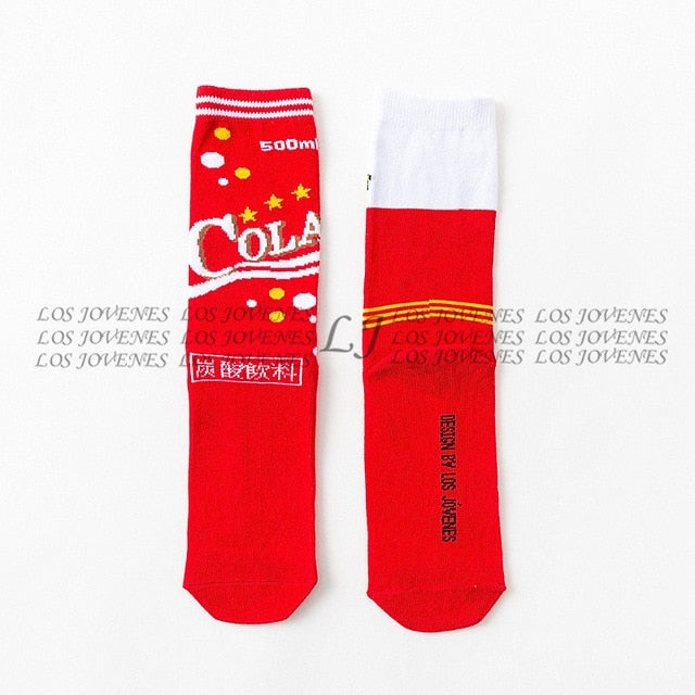 Women Socks Funny Cute Cartoon Fruits Banana Avocado Lemon Egg Cookie Donuts Food Happy Japanese Harajuku skateboard Socks