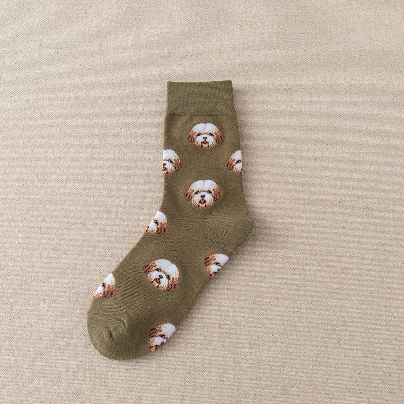 New Cute Cartoon Middle Tube Socks Creative Female Sokken Shiba Inu Dalmatian Malzis socks