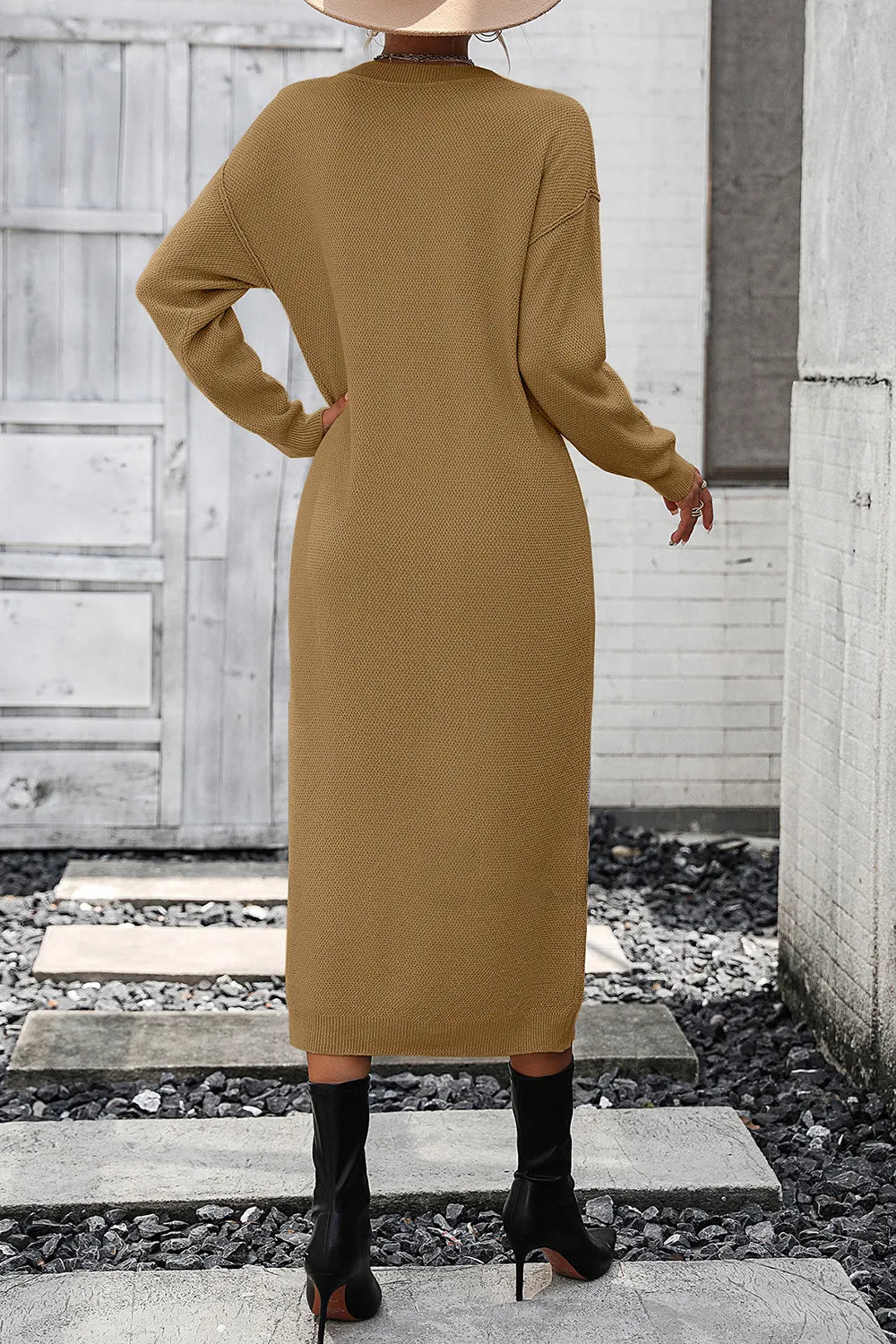 Button knit sweater dress fashionable temperament commuting women's sweater women