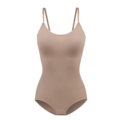 Body shaping bodysuit for women with abdominal compression buttons open cut underwear waist cinching and body shaping bodysuit