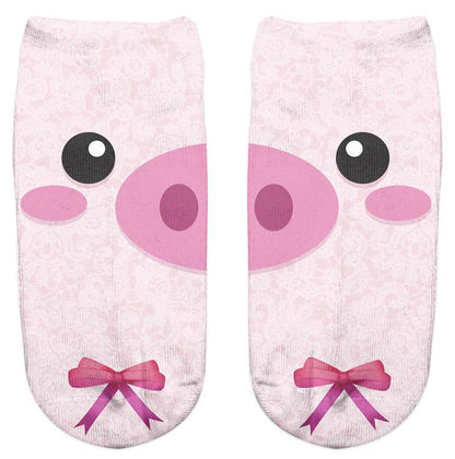 Thin 3D Digital Animal Printed Women's Socks Shallow Socks Adult Invisible Socks