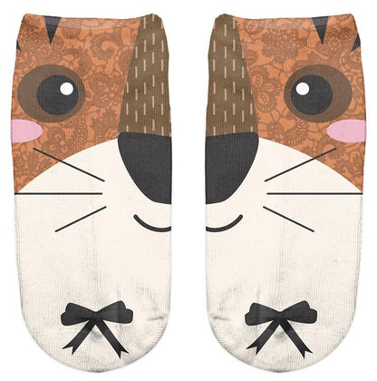 Thin 3D Digital Animal Printed Women's Socks Shallow Socks Adult Invisible Socks
