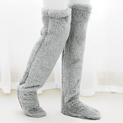 Indoor Plush Warmth Long Socks Cute Fuzzy Socks Over Knee Winter Leg Warmers Plush Sock Slippers Cozy Stocking
