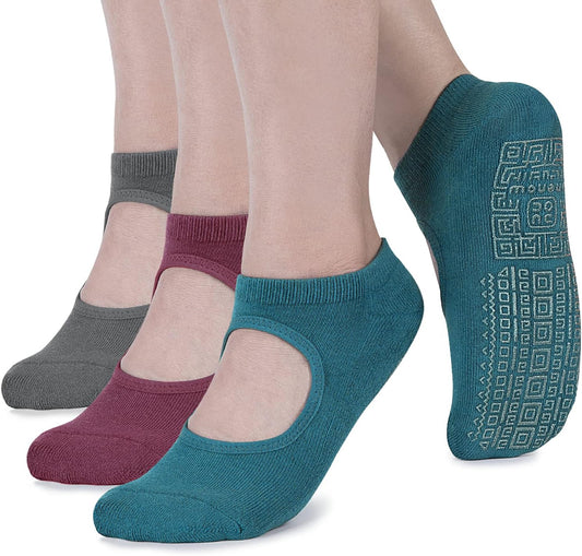 Non Slip Grip Yoga Socks for Women with Cushion for Pilates, Barre, Home