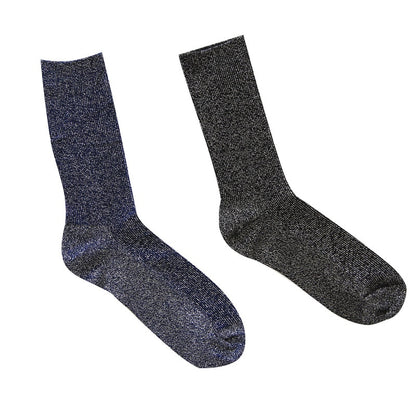 Winter Cotton Solid Shiny Woman Simple Socks Fashion Art Fold Female Student Thick Warm Socks Shiny Metallic Line Sock