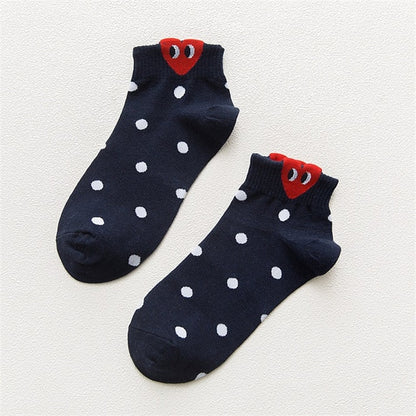 Women 3D Ear socks Red Heart Pattern With big eyes Cute Campus Simple Basic Fresh Female Sokken Happy Socks Sweet girls