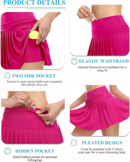 Pleated Tennis Skirt for Women with Pockets Shorts Athletic Golf Skirts Workout Sports Activewear Skort