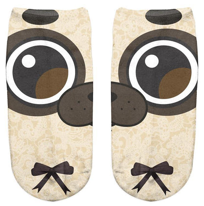 Thin 3D Digital Animal Printed Women's Socks Shallow Socks Adult Invisible Socks