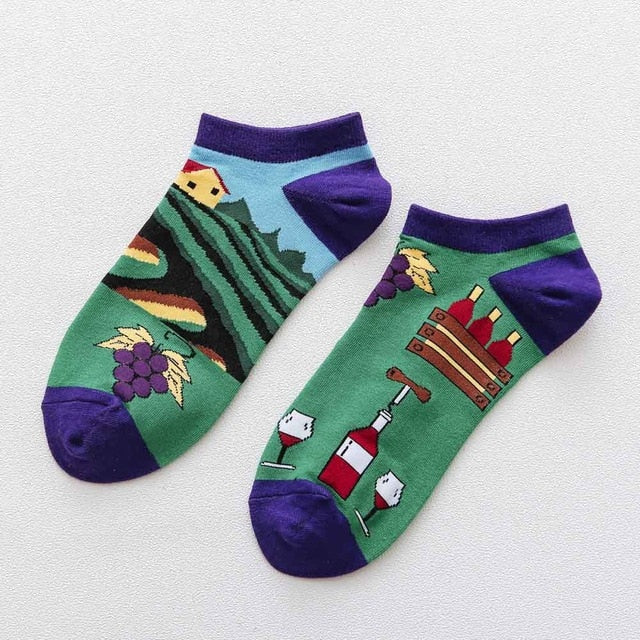 summer Trendy happy Socks men Cotton Boat Man Socks Interest Funny Originality Series harajuku ankle sock Animal fruit