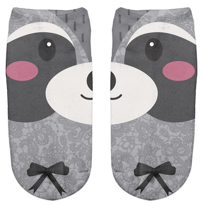 Thin 3D Digital Animal Printed Women's Socks Shallow Socks Adult Invisible Socks