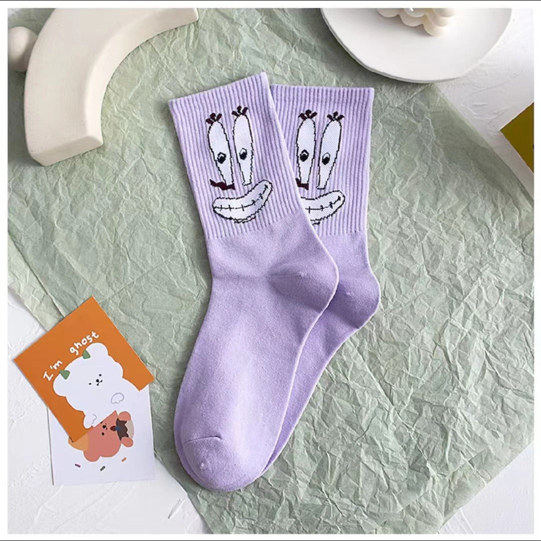 Colored cartoon long tube socks for autumn and winter SpongeBob SquarePants funny mid tube socks