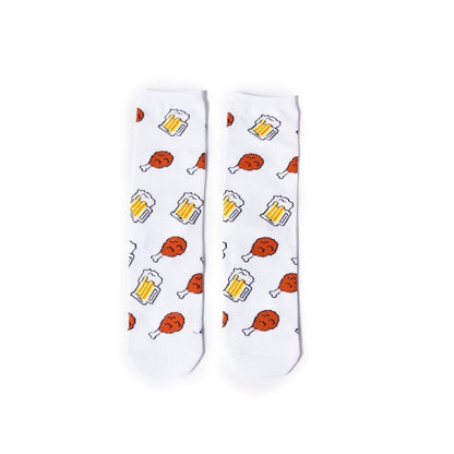 Women Socks Funny Cute Cartoon Fruits Banana Avocado Lemon Egg Cookie Donuts Food Happy Japanese Harajuku skateboard Socks