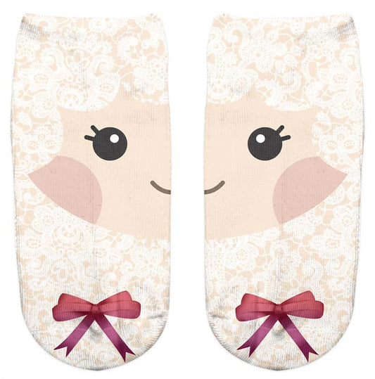 Thin 3D Digital Animal Printed Women's Socks Shallow Socks Adult Invisible Socks