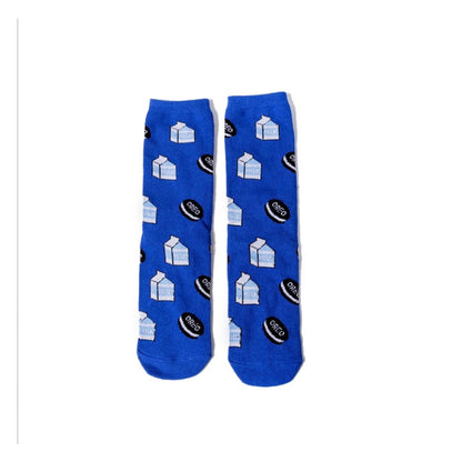 Women Socks Funny Cute Cartoon Fruits Banana Avocado Lemon Egg Cookie Donuts Food Happy Japanese Harajuku skateboard Socks
