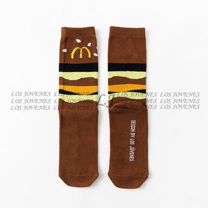 Women Socks Funny Cute Cartoon Fruits Banana Avocado Lemon Egg Cookie Donuts Food Happy Japanese Harajuku skateboard Socks