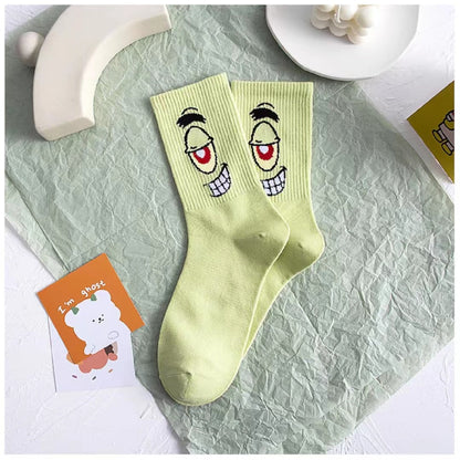 Colored cartoon long tube socks for autumn and winter SpongeBob SquarePants funny mid tube socks