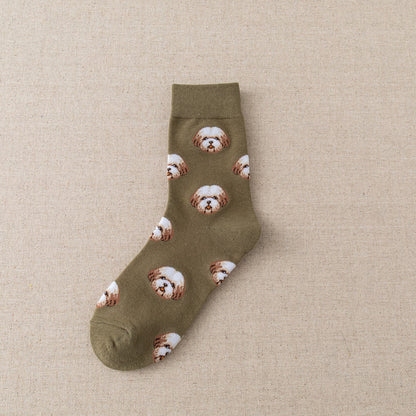 New Cute Cartoon Middle Tube Socks Creative Female Sokken Shiba Inu Dalmatian Malzis socks