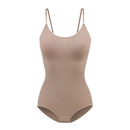 Body shaping bodysuit for women with abdominal compression buttons open cut underwear waist cinching and body shaping bodysuit