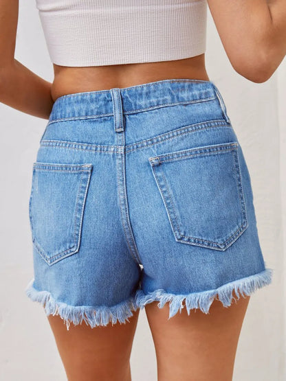Tassel denim summer new high waisted ripped denim shorts for women