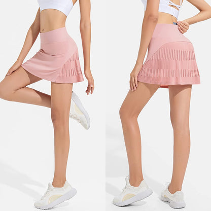 Women'S Pleated Tennis Skirts with Pockets Lightweight Athletic Skorts Shorts High Waisted Mini Golf Skirt Dk16 Pink Large