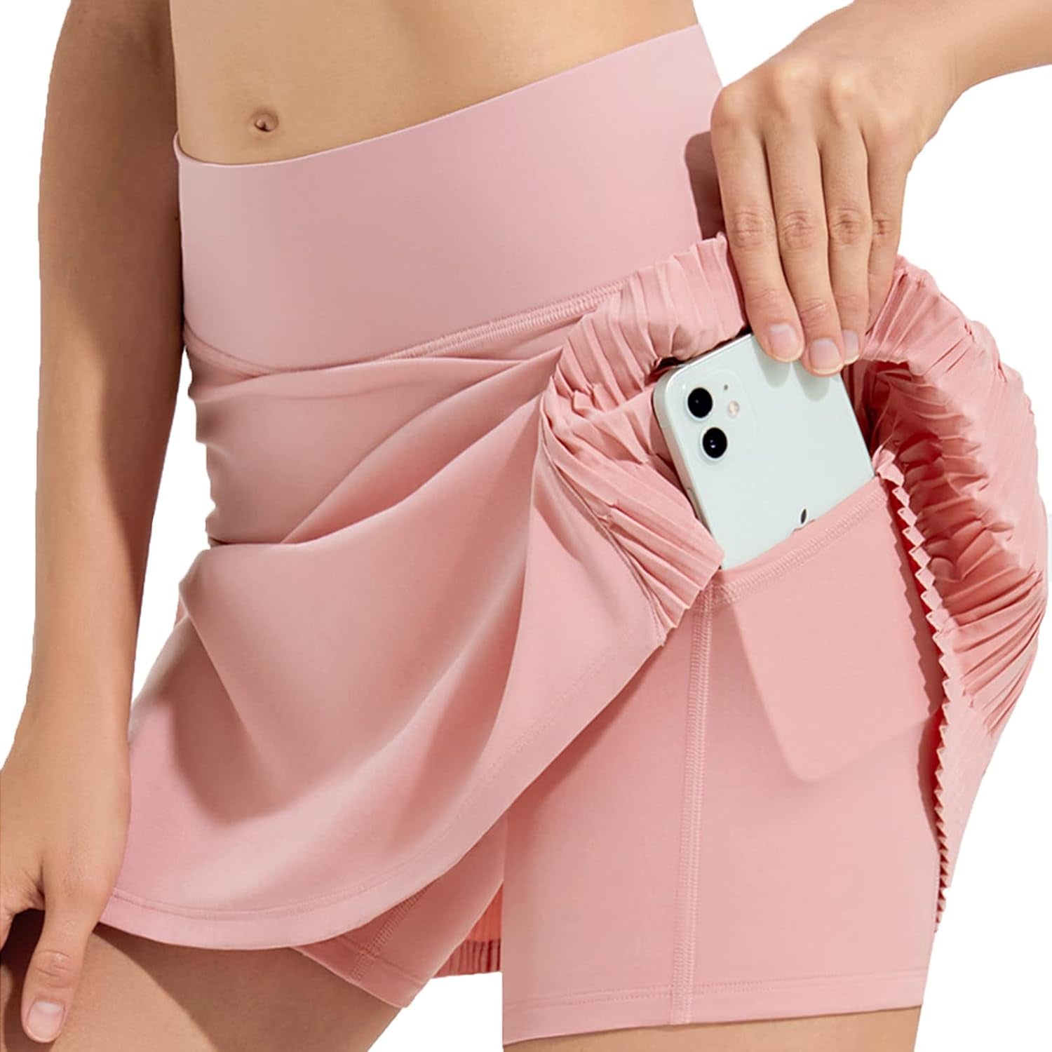 Women'S Pleated Tennis Skirts with Pockets Lightweight Athletic Skorts Shorts High Waisted Mini Golf Skirt Dk16 Pink Large